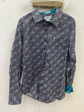 Ariat real fitted flip cuff long sleeve button up shirt women large